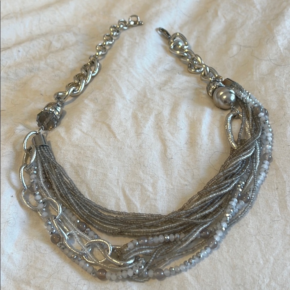 Silver statement necklace 20 inches